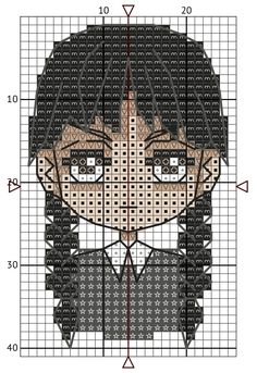 a cross stitch pattern with an image of a man's face in the center