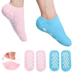 PRICES MAY VARY. Silicone REPAIRING MOISTURIZING GEL SOCKS - Our soft heels socks provide intensive hydration treatment to moisturizes and softens callus, hard, thick, dry, rough, cracked feet, toes and heels skins. with our overnight socks - Simply apply your favorite skin softening lotion to your heels, pull on our gel moisture socks, and enjoy a peaceful slumber SILICONE GEL FOR PAIN RELIEF - Gel spa socks with specially formulated gel lining are rich in Vitamin E and mineral oils (jojoba oil Gel Socks, Heel Repair, Skin Gel, Cracked Heels, Pampering Gifts, Cracked Skin, Soft Sock, Theobroma Cacao, Socks And Heels