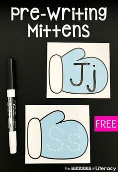 the pre - writing mittens are free for kids to use