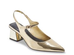 Marc Fisher Luminos Pump Gold High Heel Slingback Pumps For Work, Gold Pointed Toe Slingback Pumps For Office, Dress Sandals Flat, Wide Width Shoes, Trending Sneakers, Marc Fisher, Comfortable Sandals, Heeled Loafers, Espadrille Shoes