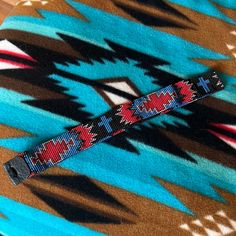 This Hatband Is Beaded In A Western Or Aztec Pattern With Blue Crosses, Measures About 24 1/4 - 24.5 Inches With The Current Leather Tie Closure, Although That Could Be Adjusted. Nwot And Great Addition To A Cowgirl Or Cowboy Hat. Southwestern Blue Beaded Hat Band, Blue Beaded Hat Bands For Festival, Beaded Hat Bands, Band Ideas, Beaded Hat, Leather Tie, Blue Cross, Handcrafted Accessories, Aztec Pattern