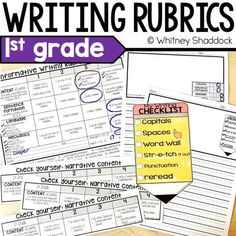 writing rubrics for 1st grade and 3rd grade with the text, which is written in