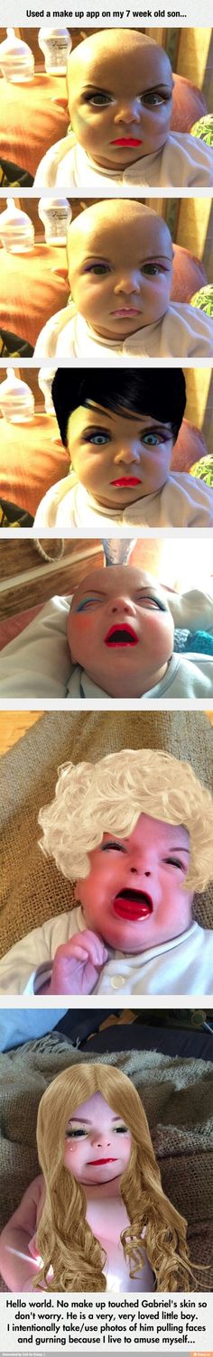 three different images of the same woman's face, one with her hair pulled back and