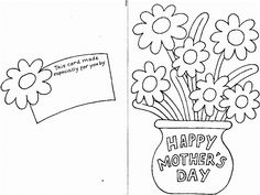 a vase filled with flowers next to a happy mother's day card on a white background