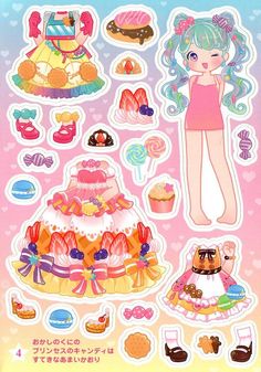 the sticker sheet has different types of food and desserts on it's surface