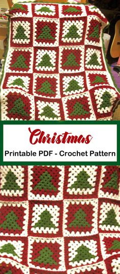 a crocheted christmas afghan is shown with the words, christmas printable df - crochet pattern