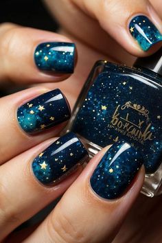 Starry Night Nails, Nails Witchy, Nail Paints, Bohol, Nail Art Inspiration, Holiday Nails, Nail Trends, Shine Bright, Nail Art Design