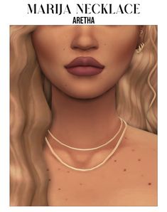 a digital painting of a woman with long blonde hair wearing a necklace and choker