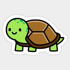 a sticker with a turtle on it's back and the head is smiling