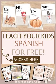 the spanish language poster with pictures of animals and letters for kids to use in their classroom