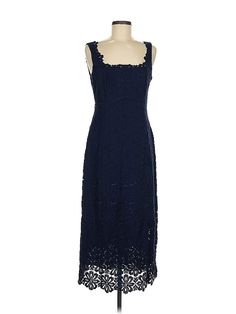 Whistles London Cocktail Dress Size: 8 Blue Dresses - used. 71% COTTON, 29% NYLON, Party, Square, Midi/Calf Length, Sleeveless | Whistles London Cocktail Dress - Party: Blue Dresses - Used - Size 8 Fitted Lace Dress With Square Neck For Party, Chic Lace Dress With Square Neck For Parties, Chic Square Neck Lace Dress For Party, Party Lace Dress With Square Neck, Square Neck Dressy Party Dress, Lace Party Dress With Square Neck, Square Neck Lace Party Dress, Lace Square Neck Party Dress, Dressy Square Neck Party Dresses