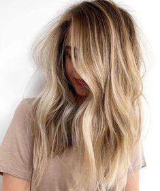 Amplify Hair Extensions, Sandy Blonde Balayage Dark Roots, Spring Bronde Balayage, Natural Looking Blonde Hair Highlights, Champagne Blonde Hair Balayage, Brown To Blonde Hair Before And After, Highlights With Root Smudge, Blonde Highlights With Shadow Root, Loved In Blonde