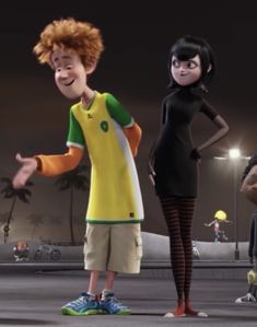 an animated image of two people standing next to each other