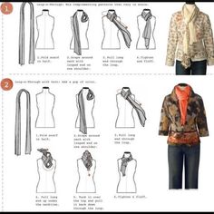 Pictures And Illustrations Demonstrating Over 50 Ways To Tie A Scarf ~ Scarf Tying Tutorial, Ways To Tie Scarves, Tie A Scarf, Formal Tie, Scarf Knots, Scarf Tutorial, Ways To Wear A Scarf, How To Wear A Scarf, Tie Scarf