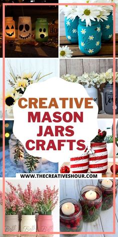 mason jar crafts with text overlay that reads, creative mason jars crafts for halloween