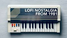 an electronic piano with the words loft nostalga from 1911 on it's side