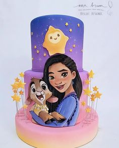 Um bolo delicado, pensado e desenvolvido com muito carinho especialmente para @partytogolocacoes 🩷 ��⭐️ Wish Informações e orçamentos somente através do e-mail anabrumbiscuit@gmail.com Wish Cake Disney, Wish Birthday Cake Disney, Inside Out Cake, Disney Birthday Cakes, Show Da Luna, Cake Cream, 9th Birthday Parties, Masha And The Bear, Themed Birthday Cakes