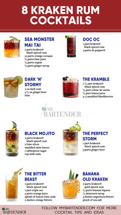 Kraken Rum Cocktails Kraken Rum Cocktails, Kraken Cocktails, Fancy Alcoholic Drinks, Kraken Rum, Night In With Friends, Booze Drink