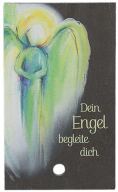 an angel is standing in front of a black background with the words, den engel beg