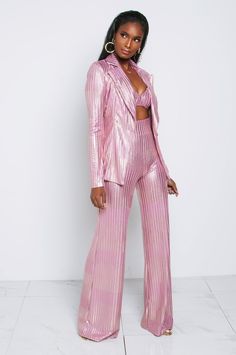 Pink Wide Leg Trousers, Pink Pants, Silver Lining, Curvy Outfits, Outfit Goals, Fit Check, Wide Leg Trousers, Bell Bottoms, Wide Leg Jeans