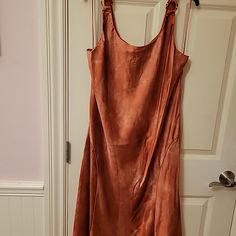 Nwt Trendy Luxurious Dress, Heavy Satin Fabric, Flowy, Size 14, Gorgeous Fitted Sleeveless Orange Slip Dress, Fitted Orange Sleeveless Slip Dress, Rust Fitted Dress, Ralph Lauren Sleeveless Midi Dress, Rust Fitted Summer Dress, Fitted Rust Summer Dress, Luxurious Dress, Luxurious Dresses, Ralph Lauren Dresses