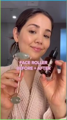 How to use correctly face jade roll😍er Face Jade Roller, Facial Massage Techniques, Face Massage Roller, Jade Face Roller, Facial Routine Skincare, Facial Massage Roller, Double Menton, Face Yoga Facial Exercises