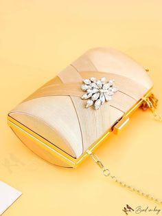 BirdinBag - Chic Rhinestone Chain Box Bag with Tassel Accent and Braided Detail Elegant Beige Box Bag Fashion Accessory, Bag With Tassel, Rhinestone Chain, Gold Bag, Word Wrap, Box Bag, All Over Print, Evening Bags, Tassels