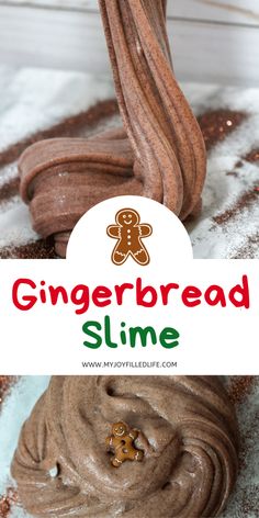 gingerbread slime recipe with chocolate frosting in the shape of a teddy bear