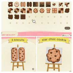 two pictures of cookies on an easel