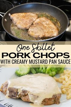 one skillet pork chops with creamy mustard pan sauce