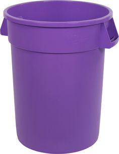 a purple plastic trash can on a white background