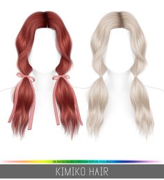 two different colored hair styles on mannequins, one is blonde and the other is red