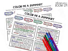 the color me a sumary activity is shown with crayons