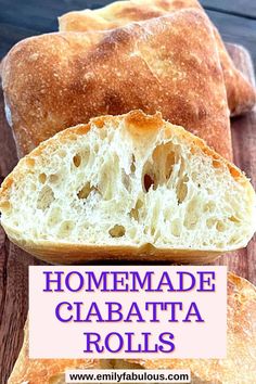 homemade ciabatta rolls with text overlay