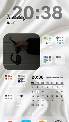 an image of a calendar for the upcoming year on a cell phone with different icons