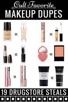 The ultimate guide to the best drugstore makeup dupes, mostly under $10! Must have dupes for Smashbox, Tarte, Nars, Too Faced, Mac, and more Armani Concealer, Make Up Diy, Drugstore Lipstick, Hourglass Makeup, Best Drugstore Makeup, Makeup Guide, Mac Eyeshadow, High End Makeup, Trendy Makeup