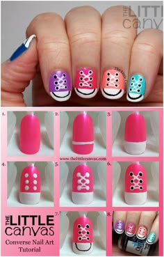 Converse Nail Art, Sneaker Nails, Converse Nails, Diy Converse, Do It Yourself Nails, Converse Design, Nail Art For Kids, Nail Art Videos, Manicure Ideas