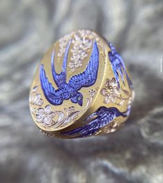 Castro Smith Ring, Traditional Jewelry Antique, Castro Smith, Hand Engraved Jewelry, Jewelry Engraving, Engraving Jewelry, Fine Jewelry Rings, Bird Ring