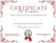 a certificate with a red ribbon on it