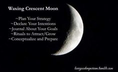 a crescent moon with the words waxing crescent moon