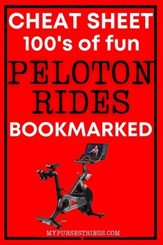 a red poster with the words, cheap sheet 100's of fun peloton rides bookmarked