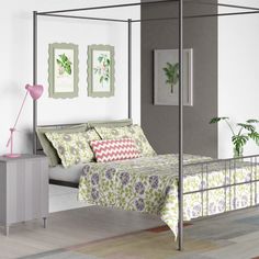 Toulon four poster metal bed frame Metal Four Poster Bed, Muted Bedroom, Four Poster Beds, Wrought Iron Bed