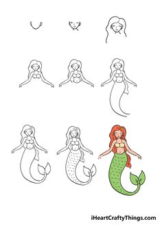 the little mermaid coloring page with different shapes and sizes for children to learn how to draw