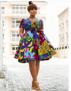 Ayo African print dress / African clothing for women / Ankara Etsy Flare Dresses Ankara, Ankara Wrap Dress, Short Ankara Gowns Style, Ankara Short Gown Styles, Casual Attire For Women, Fall Fashion Skirts, Style Africain, African Print Dress Ankara, Ankara Gowns