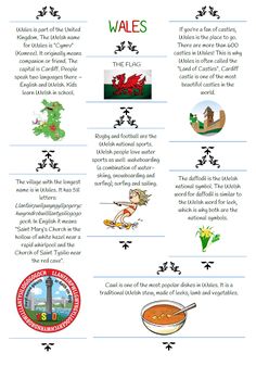 an info sheet describing the different types of food and drinks in wales, england or scotland