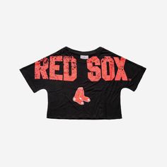 Make sure your fan fashion is nothing short of top of the line. Or should we say "crop top of the line"? Because no one's going to look better than you when you put on this Boston Red Sox Women's Distressed Wordmark Crop Top. Features Printed team logo on display so everyone knows who you're rooting for on gameday Team colored, printed team name display for additional team spirit Crop top design so you can look fashionable AND fan-tastic Short sleeves to keep you feeling and looking cool Details Red Sporty Crop Top For Streetwear, Sporty Red Crop Top For Streetwear, Red Short Sleeve Crop Top For Streetwear, Red Cropped T-shirt With Letter Print, Red Cropped T-shirt With Letter Print And Crew Neck, Red Cropped T-shirt With Graphic Print, Red Cropped Cotton T-shirt With Letter Print, Red Cotton Cropped T-shirt With Letter Print, Red Crew Neck Crop Top With Letter Print