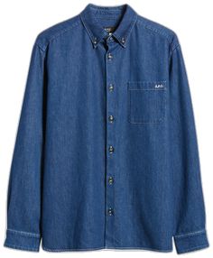 Cotton Denim Blue Shirt With Button Closure, Light Indigo Cotton Shirt With Button Closure, Classic Dark Wash Shirt With Patch Pockets, Dark Wash Cotton Shirt With Pockets, Dark Wash Button-up Shirt With Patch Pockets, Casual Dark Wash Shirt With Patch Pockets, Casual Indigo Shirt With Patch Pockets, Unstructured Denim Shirt With Button Closure, Cotton Shirt With Pockets