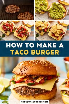 how to make a taco burger on the grill and then it is topped with guacamole