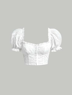 White Puff Sleeve Top, Cute White Tops, Fancy Tops, Puff Sleeve Crop Top, Women Blouses, Cute Summer Outfits, Crop Blouse, Cute Casual Outfits, Cute Tops