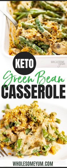 keto green bean casserole on a white plate